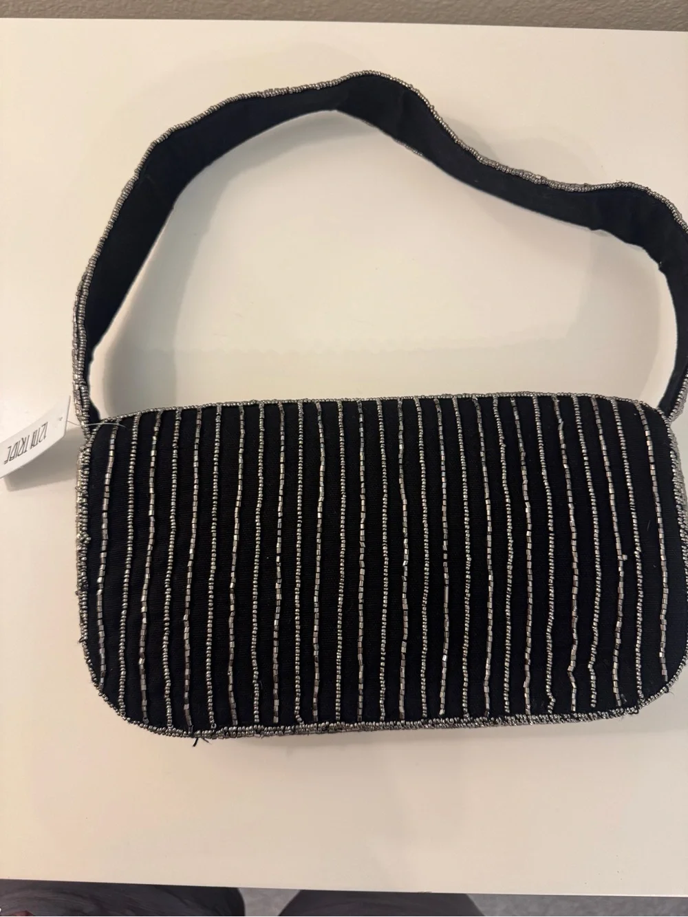 12th Tribe Black, Gold and Silver Beaded Shoulder Bag NWT